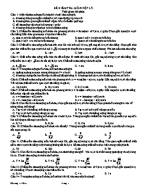 40 câu hỏi trắc nghiệm môn Vật lí lớp 12 (Có đáp án)